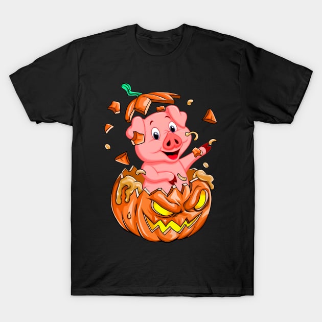 Pig In The Pumpkin tshirt halloween costume funny gift t-shirt T-Shirt by American Woman